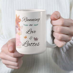 Mug Fuir sur l'Amour et les Lattés - Art Floral de Caf
