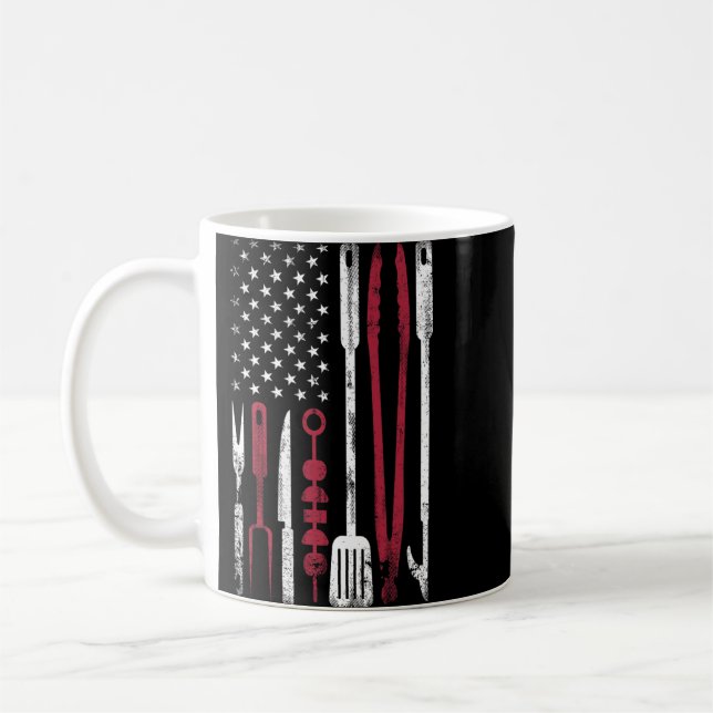 Mug Fumée de barbecue drôle Drapeau américain du 4 jui (Gauche)