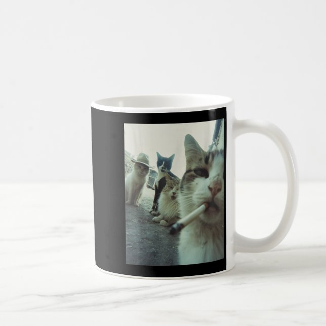 Mug Fumer Mème Chat Drôle Cadeaux Pour Hommes Femmes (Droite)