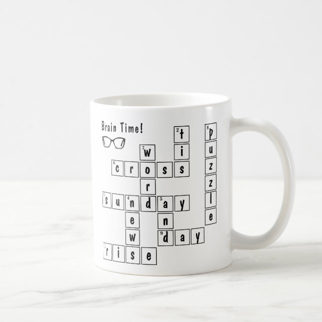 Mug Fun "Brain Time" ! Mots croisés Puzzle Lunettes de (Droite)