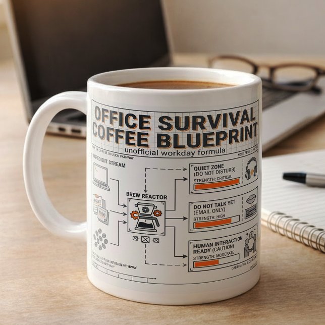 Mug Fun Caffeine Infusion Blueprint for Office Workers (Créateur téléchargé)