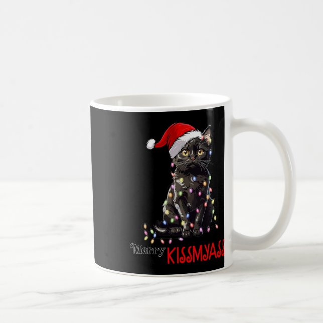 Mug Fun Chat Noir Joyeux Bisous Noël Pyjama Noël  (Droite)