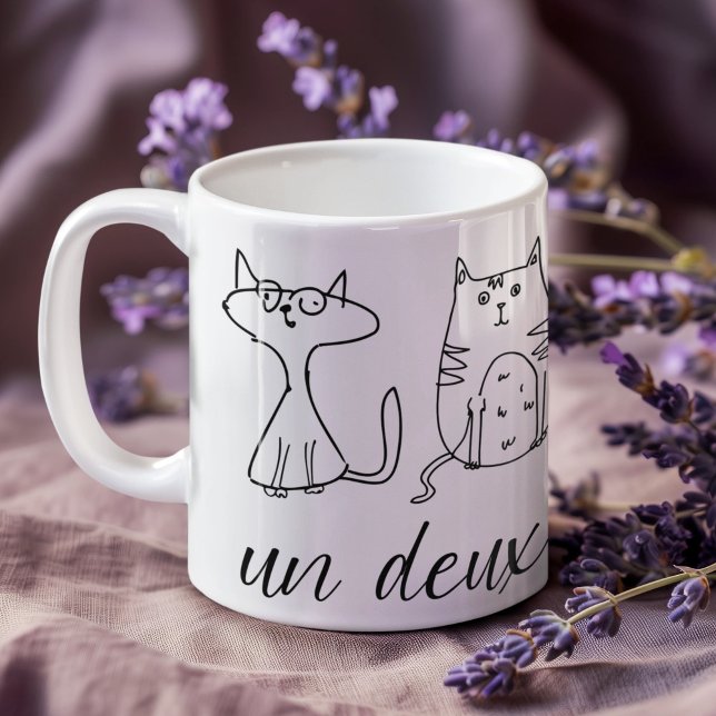 Mug Fun Chat Un Deux Trois (un deux trois cat coffee mug)