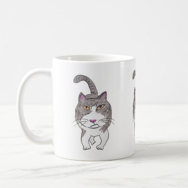 Mug Fun Crank Kitty Animal Doodé Art Design (Gauche)