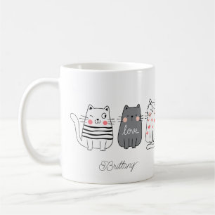 Mug Fun Cute Cats Crazy Cat Nom de la dame