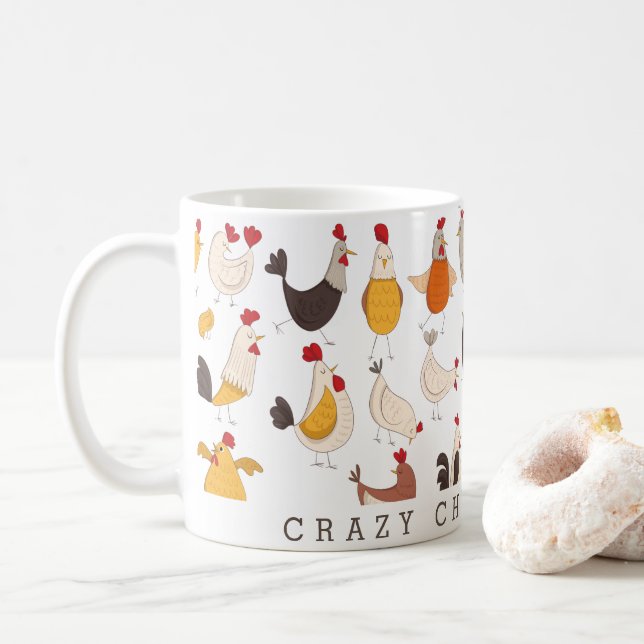 Mug Fun fou poule dame (Avec donut)
