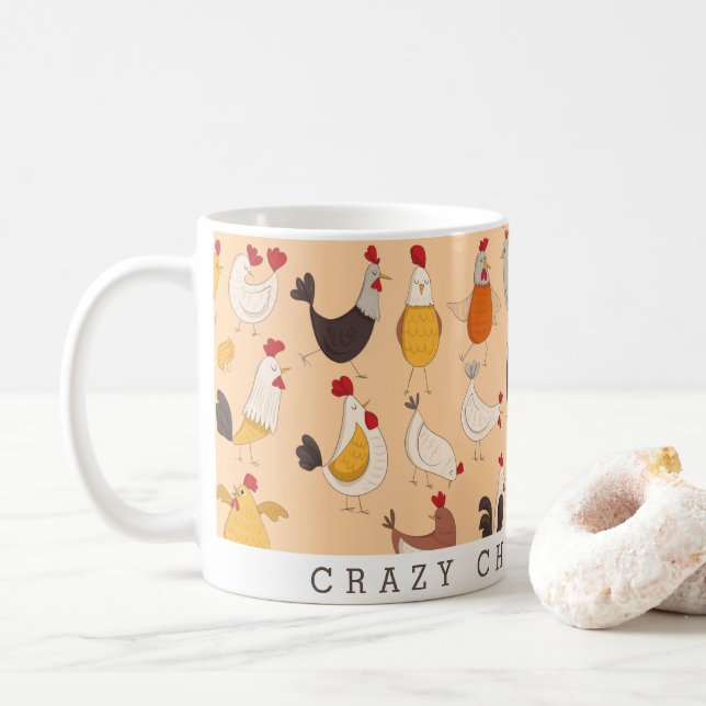 Mug Fun fou poule dame (Avec donut)