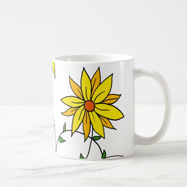 Mug Fun Fun Jaune Fleurs Jaunes Dodle Art (Droite)
