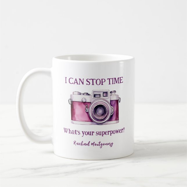 Mug Fun Je peux arrêter Time Pink Photographer (Gauche)