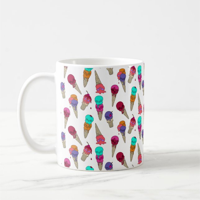 Mug Fun Melty Summer Goth Crâne Crème glace étrange bl (Gauche)