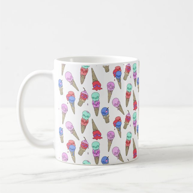 Mug Fun Melty Summer Goth Crâne glace crème pastel bla (Gauche)