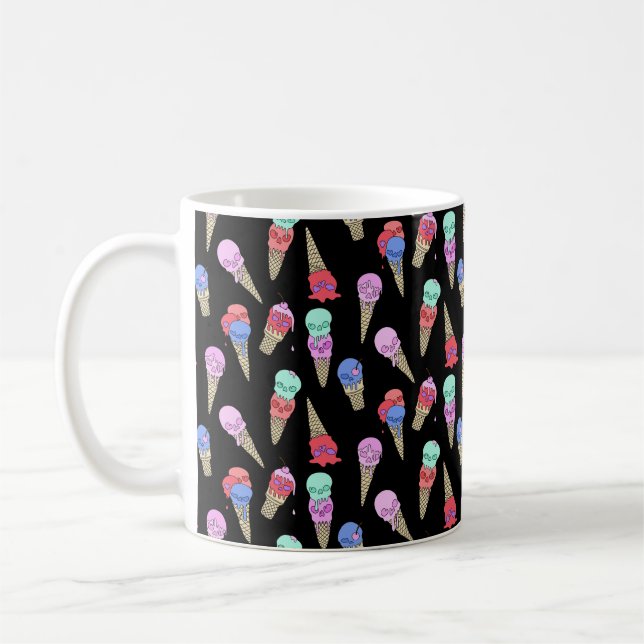 Mug Fun Melty Summer Goth Crâne glace crème pastel noi (Gauche)