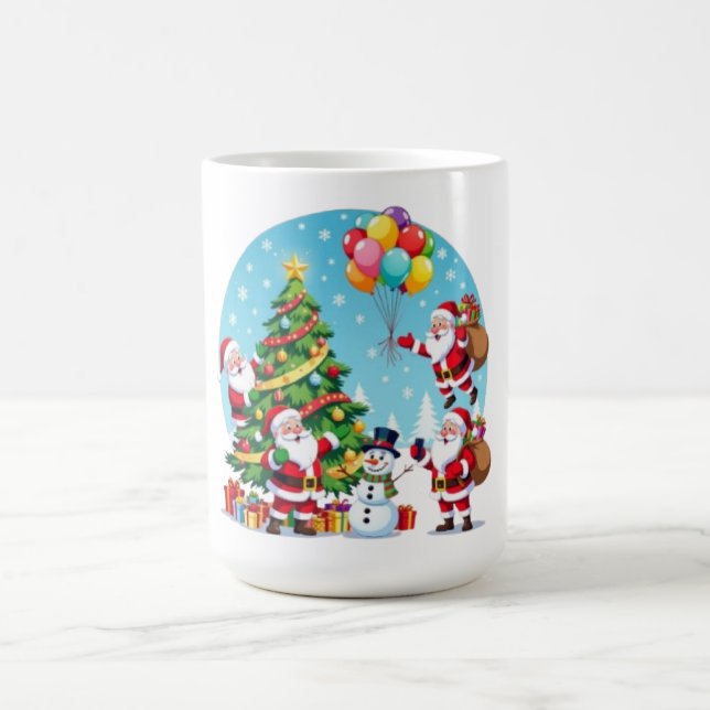 Mug **« Fun Noël Multi-Santa – Transparence de dessin  (Centre)