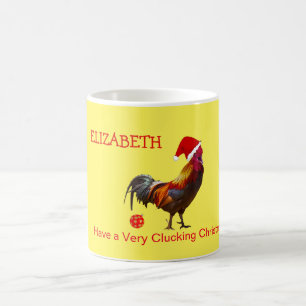 Mug Fun Noël poulet salut jaune rouge