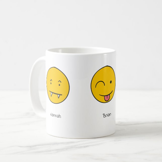 Mug Fun Nom Personnalisable Smiley Face Design (Devant gauche)