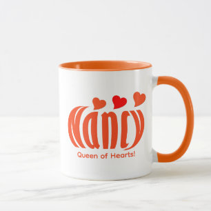 Mug Fun Personnalisé "Nancy" et Orange and Red Hearts