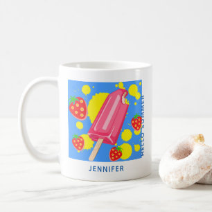 Mug Fun Popsicle rose et fraises Bonjour été