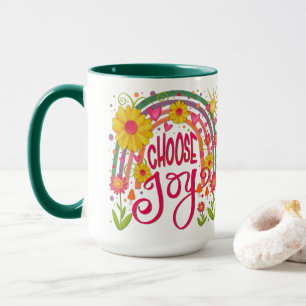 Mug Fun Rainbow Floral Choisissez Joie Inspirivity