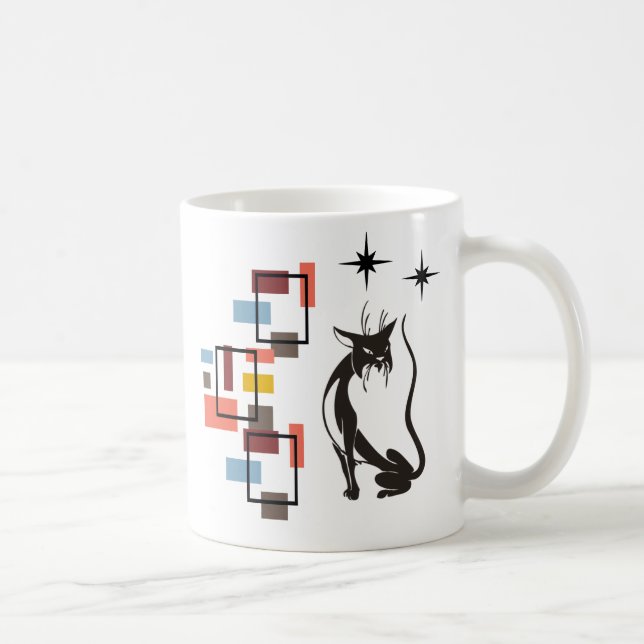 Mug Fun Retro Kitty Carré du milieu du siècle Chat (Droite)