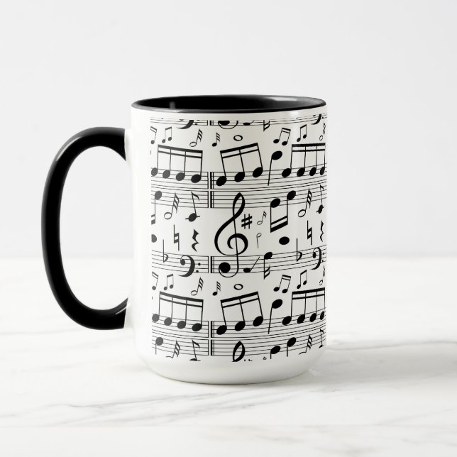 Mug Fun Sheet Music Notes Musician art (Gauche)