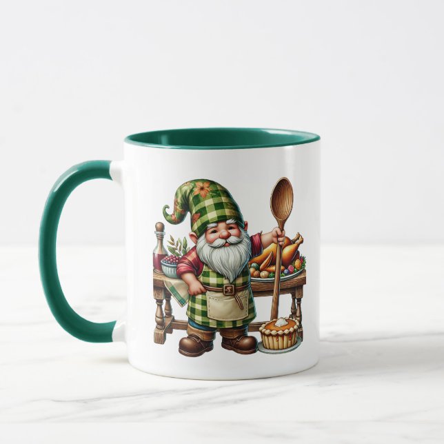 Mug Fun Thanksgiving gnome Holiday ajouter monogramme (Gauche)
