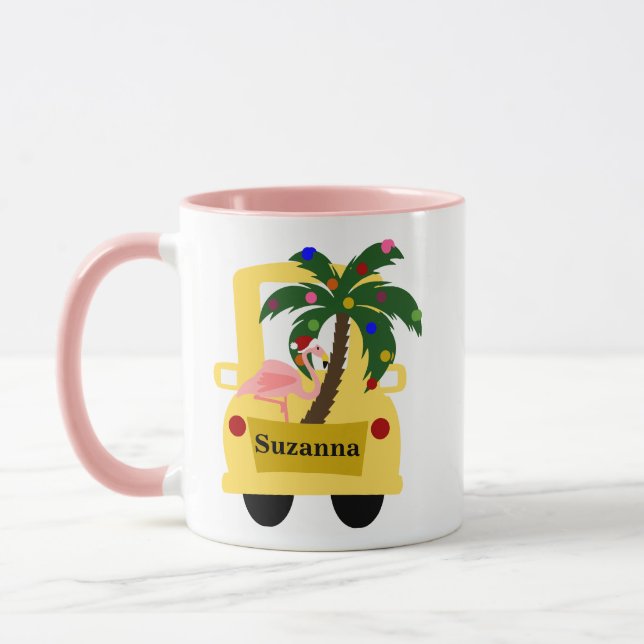 Mug Fun Tropical Christmas Tree Farm avec Flamant rose (Gauche)