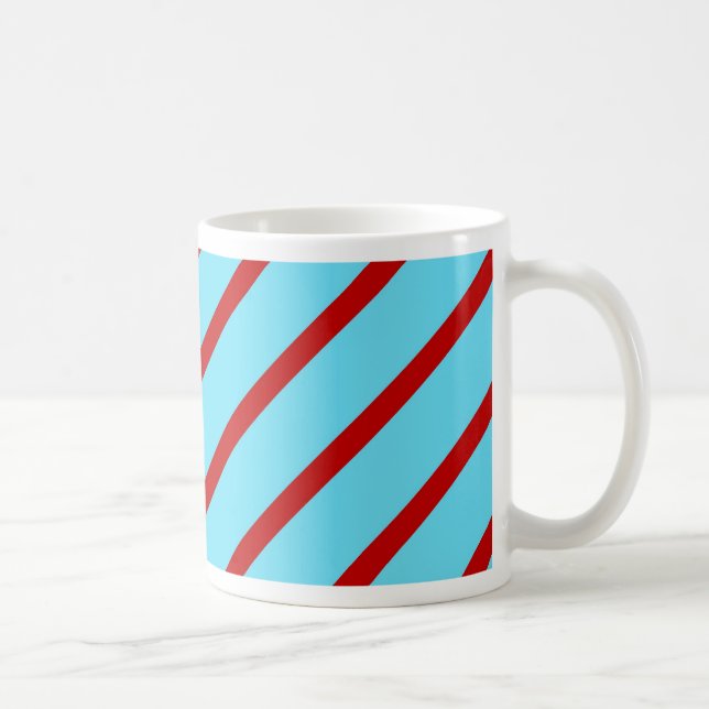 Mug Fun Turquoise brillant Turquoise Red Diagonal Stri (Droite)