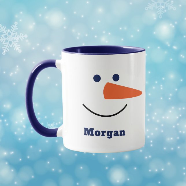 Mug Fun Unique tendance Happy Snowman visage Nom perso (Créateur téléchargé)
