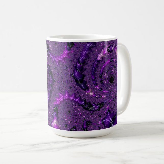 Mug Funky Bold Boho Purple Digital Abstrait Fractal (Devant droit)