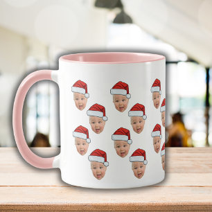 Mug Funky Custom Face Photo Père Noël Casquette Noël