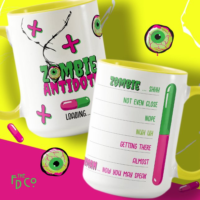 Mug Funky Fun Zombie Antidote Chargement..Zombie à Hum (Créateur téléchargé)