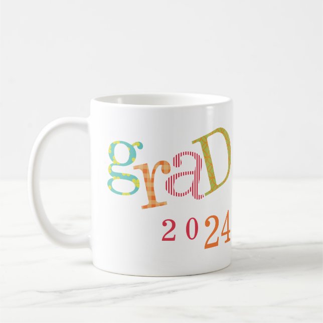Mug Funky GRAD classe de diplôme casquette année nom p (Gauche)