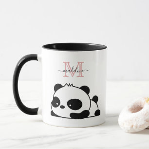 Mug Funky Panda Moderne Pink Monogramme