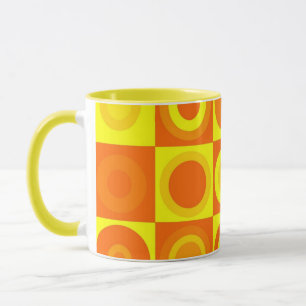 Mug Funky Retro Orange Yellow Circles Carré