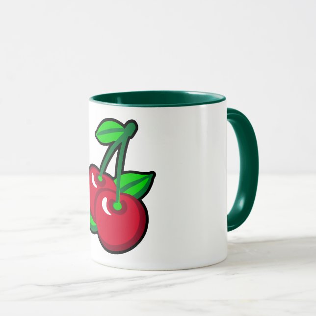 Mug Funky Rouge Vert Cerises Noires Fruit Pop Art (Devant droit)