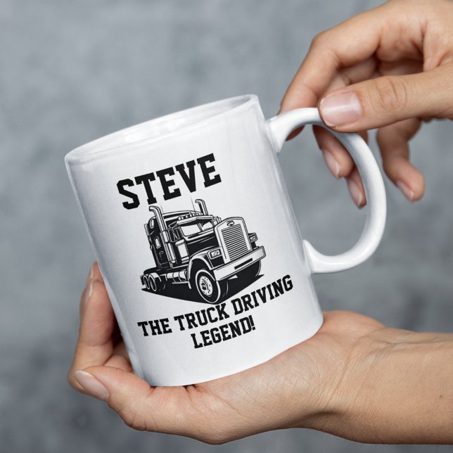 Mug Funky Transport Semi Truck Driver Nom personnalisé (Truck driving legend a funny custom eighteen wheeler gift.)