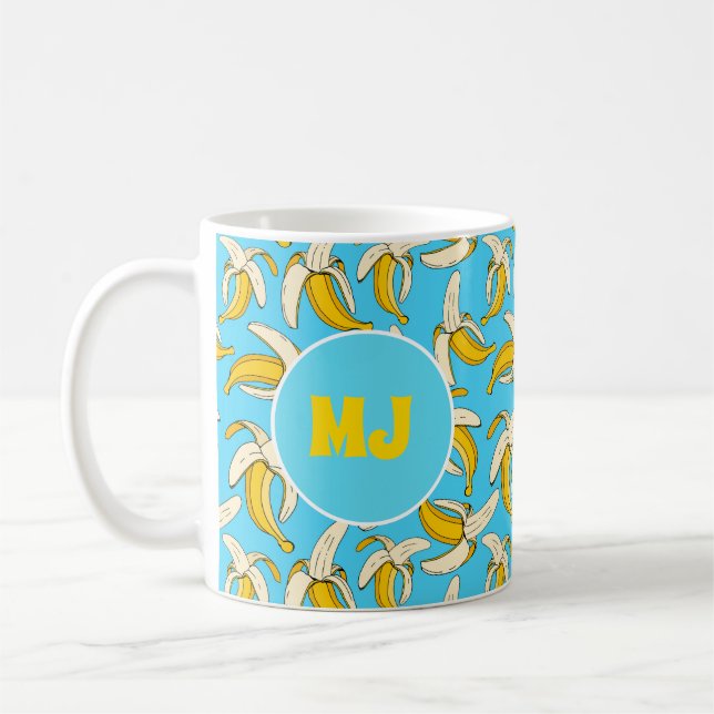 Mug Funky Tropical Banana Motif Monogramme Fruit Impri (Gauche)