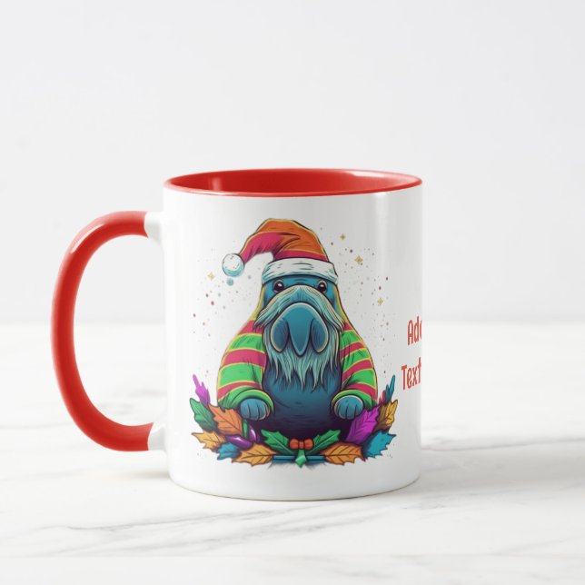 Mug Funky Water Color Walrus Père Noël Christmas Party (Gauche)