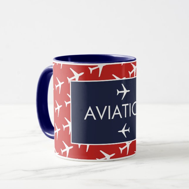 Mug Funky White Plane Avion Pilote (Devant gauche)