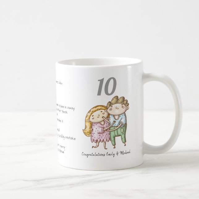Mug FUNNY 10e anniversaire de Mariage Couple Customisé (Droite)
