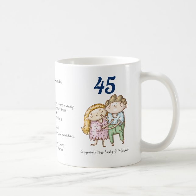 Mug FUNNY 45e anniversaire Mariage Sapphire Customisé (Droite)