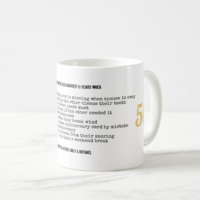 Mug FUNNY 50e anniversaire de Mariage Personnalisé (Devant droit)