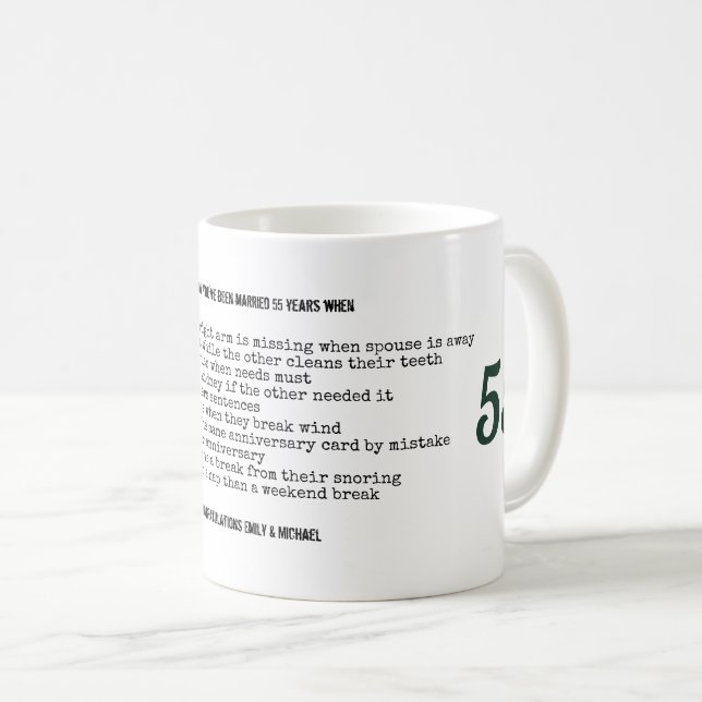 Mug FUNNY 55e anniversaire de Mariage Personnalisé (Devant droit)