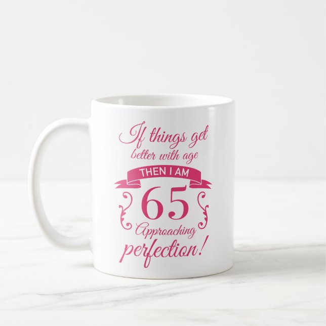 Mug Funny 65e anniversaire 'Perfection' (Gauche)
