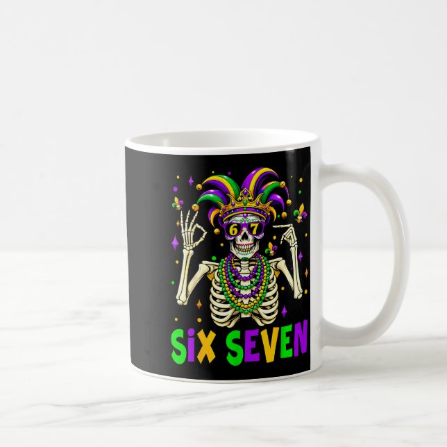 Mug Funny 67 Mardi Gras Skeleton 6 7 Meme Mask Beads S (Droite)