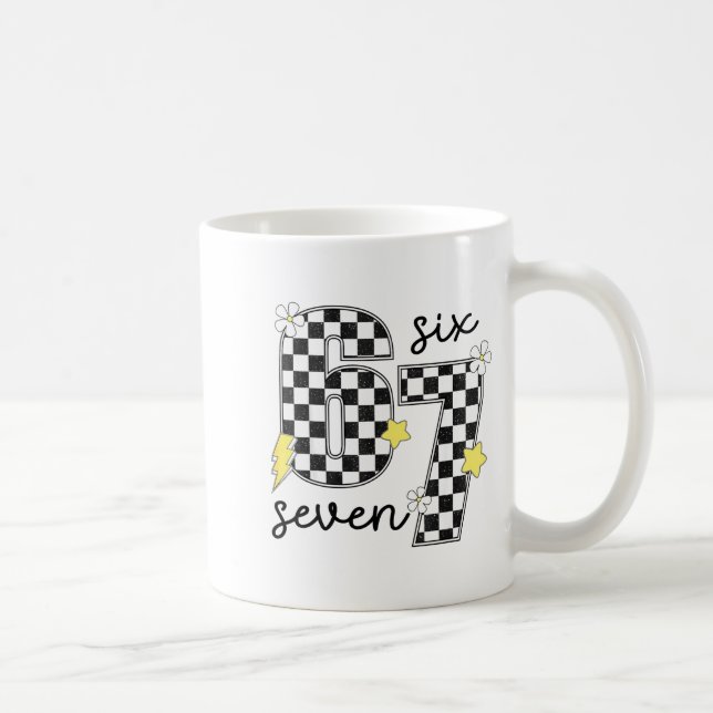 Mug Funny 67 Six Seven Meme Slang 6-7 Checkered Number (Droite)
