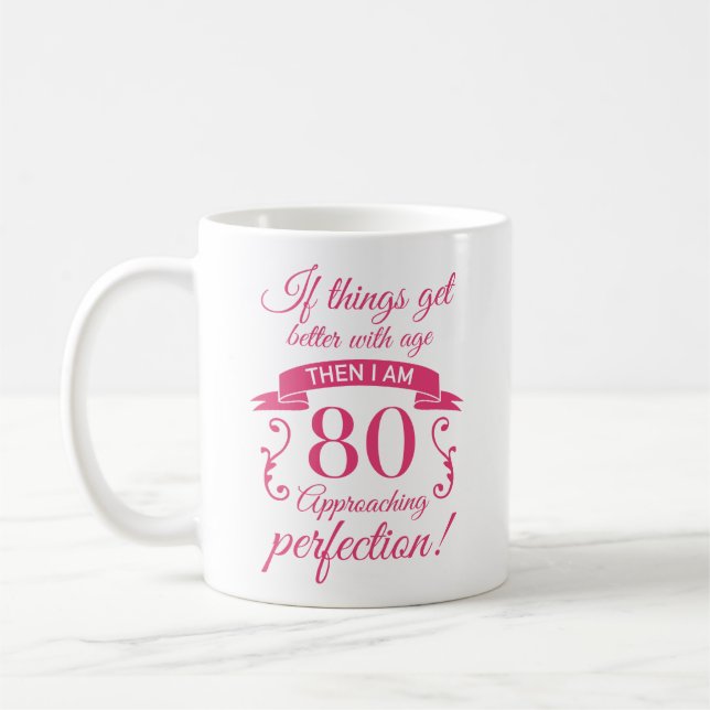 Mug Funny 80e anniversaire 'Perfection' (Gauche)