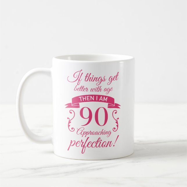 Mug Funny 90e anniversaire 'Perfection' (Gauche)