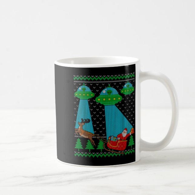 Mug Funny Alien Ufo Santa Sleigh Ugly Christmas Sweate (Droite)