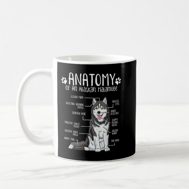 Mug Funny Anatomy Alaskan Malamute Dog Lover  (Gauche)